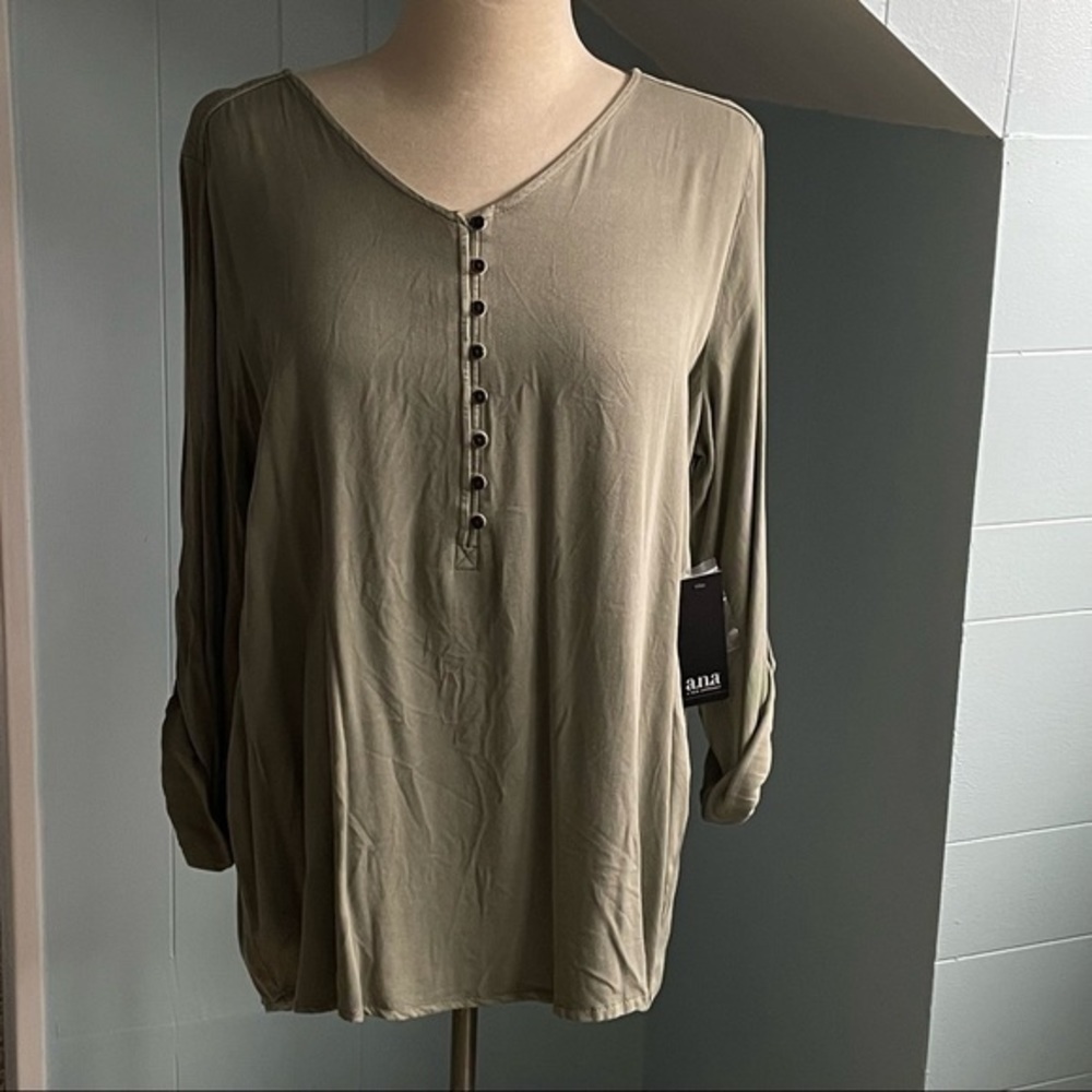 $10 SALE NWT Rolled Sleeve Lightweight Shirt Sz M Oregano Green ANA Outdoor - Picture 10 of 10
